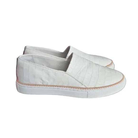 Johnston & Murphy Callie Slip On Sneaker White Croc Embossed Leather 8.5 Prep - Picture 1 of 7